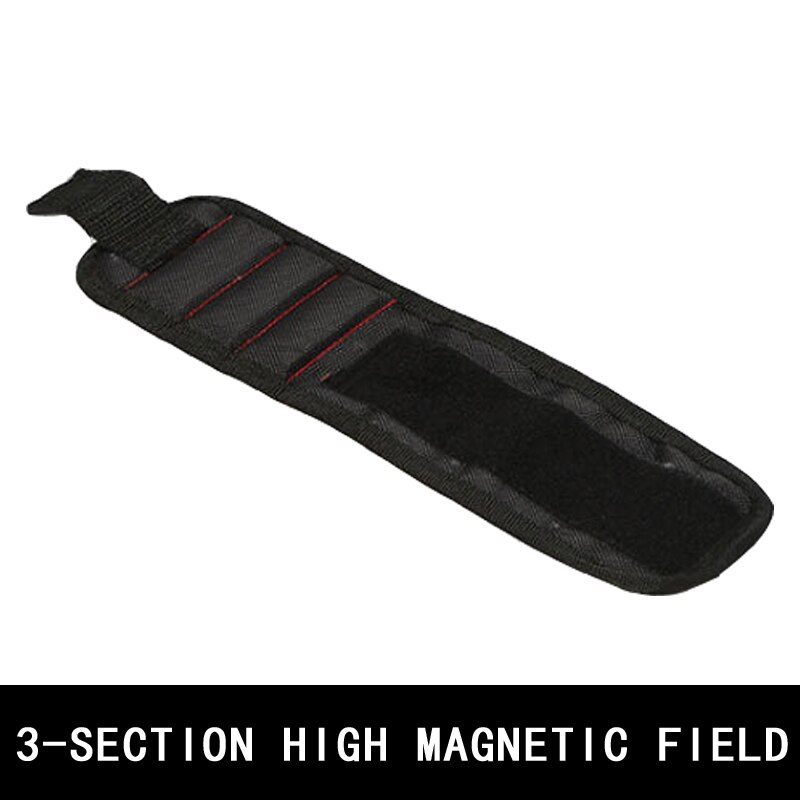 3-section magnetic electrical tool bag super suction woodworking wrist belt Oxford cloth wear-resistant magnet tool assistant: black