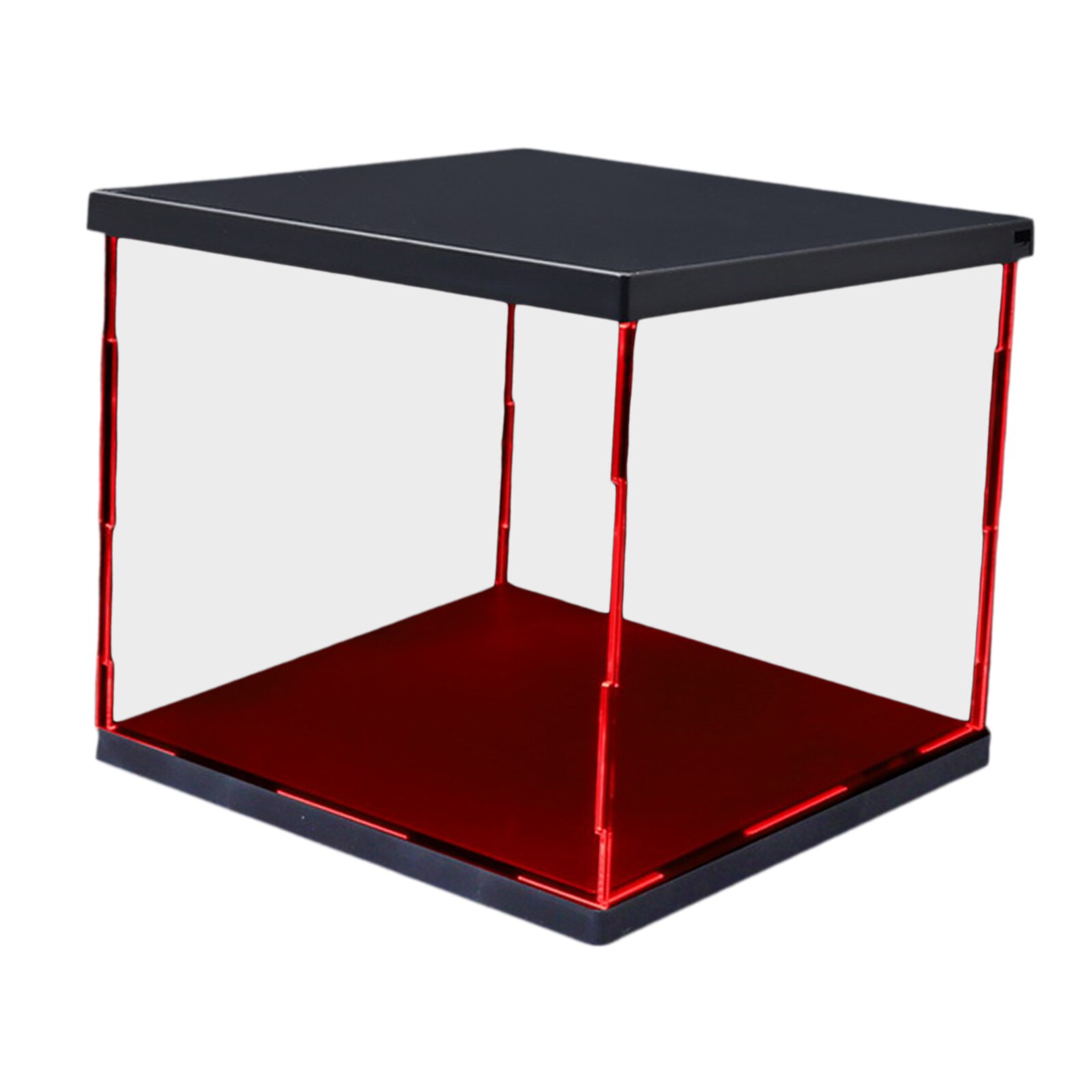 Clear Plastic Display Showcase with LED Light Box for Model Dustproof: Red