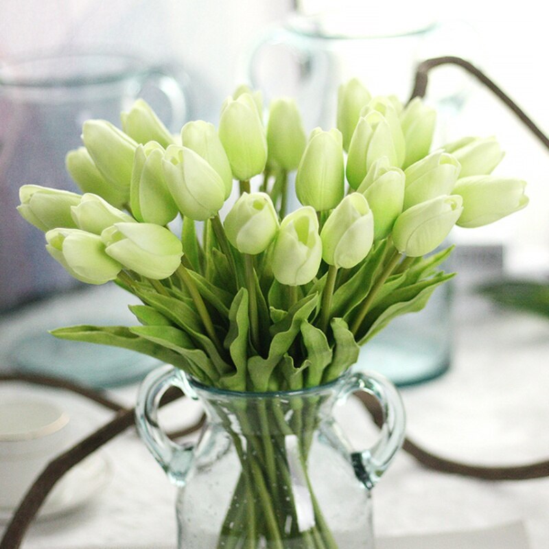 10 stk billig pu tulipan bukett høst dekorasjon vaser til hjemmedekor borddekking kunstige blomster bryllup dekorative blomster: 8