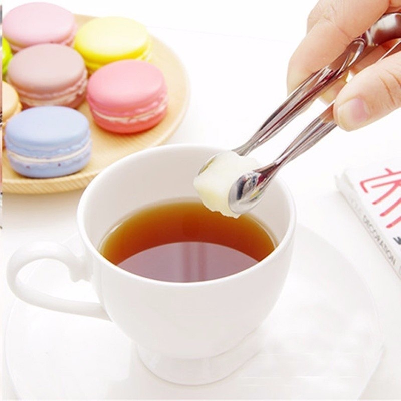 1pc mini-sockerklämma i rostfritt stål pincett kaffe is sockerbit klämtång klämma liten klämma te klämma köksbar verktyg