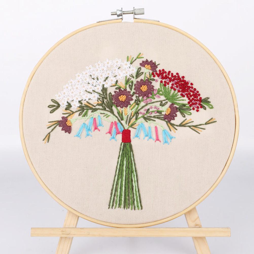 Diy Embroidery Starter Kit with Plants Flower Painting Cross Stitch with 20cm Hoops Kit Diy Beginner Embroidery: 5