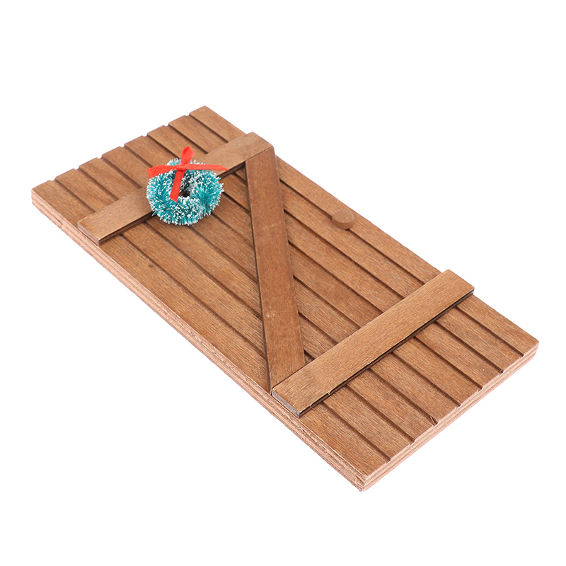 Poppenhuis Houten Deur Met Kerstkrans Externe Deur Poppenhuis Miniatuur Hout 1/12 Schaal Houseworks Diy Accessoires