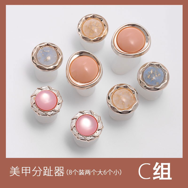 Separador de dedos de silicona para salón de manicura y pedicura, de perlas encantadoras, margaritas y flores, herramientas de arte de uñas, 8 Uds.: C