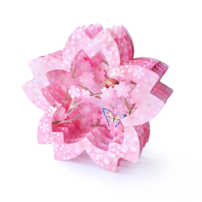 Boîte à fleurs 3D faite à la main en forme de Sakura rose | Carte d'invitation, carte de vœux d'anniversaire, de fête de mariage, de de pour la saint-valentin