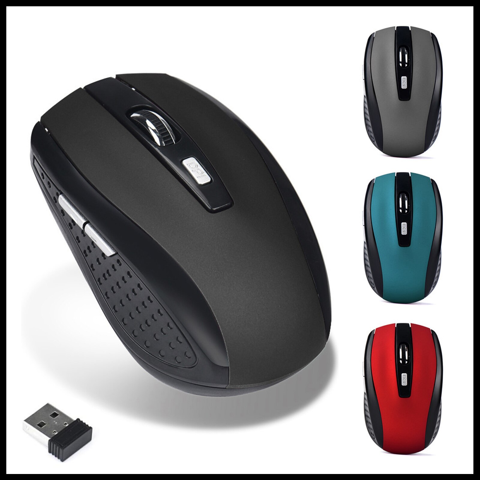 Raton Inalambrico Óptico para PC Ordenador de 2,4 GHz 1600 DPI Receptor USB Portátil