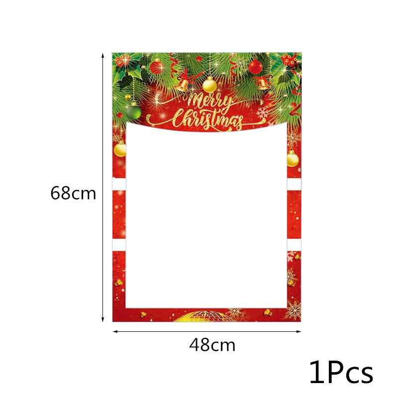 Jqsyrise 1Pcs Rode Vrolijke Photo Booth Props Papier Frame Oudejaarsavond Xmas Party Photobooth Prop Home Decoratie levert