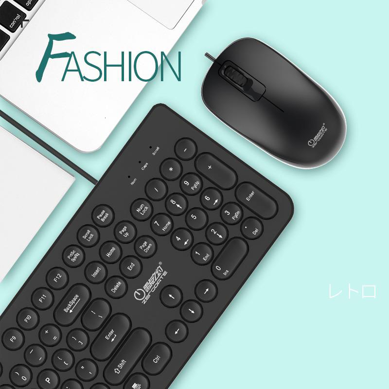 Jelly Comb Wired Keyboard Mouse Suit Wired Keyboard for Desktop Laptop Punk Round Key Cap Mechanical Gaming Keyboard Set