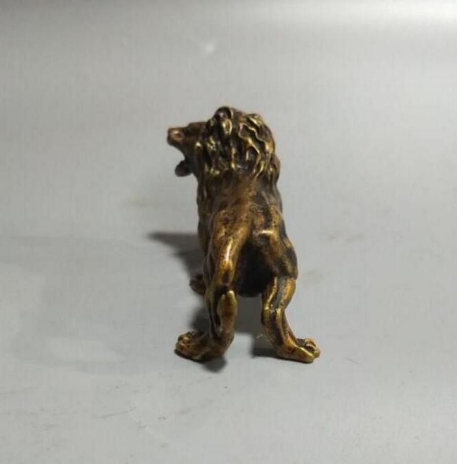 Copper Statue China's archaize pure brass lion small statue #3