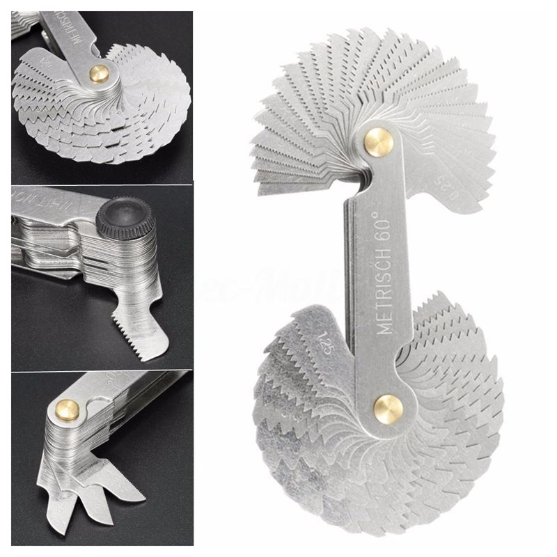 58xBlades Metric Whitworth 55&60 Degree Thread Measuring Gauge Screw Pitch