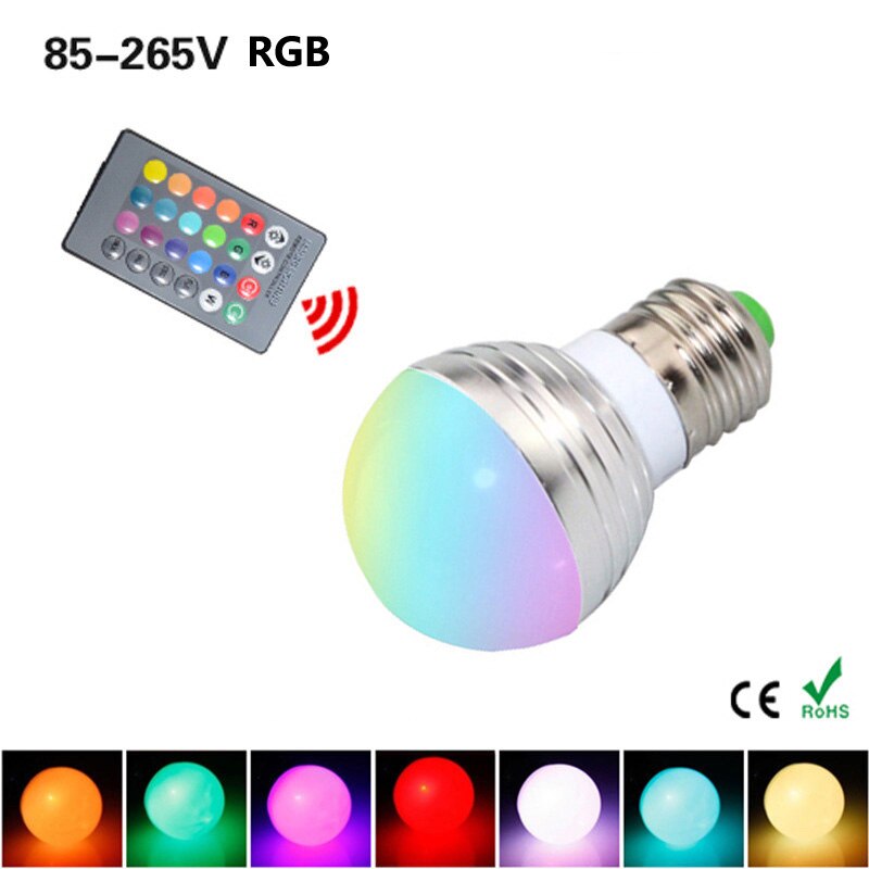 Bluetooth Lamp Ampul Led Lamp E27 E14 Rgb Nachtlampje Lamp Met Afstandsbediening Voor Thuis Spotlight 85-265V: E27