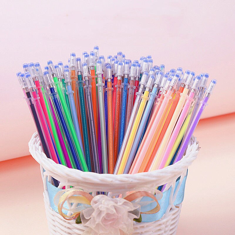 100 Colors Gel Pen Refill Rod 0.7mm Multi Colored Painting Gel Ink Pens Refills Metallic Pastel Neon Glitter Pens DIY Graffiti