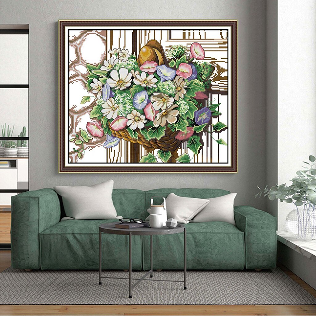 Cute Flower Pattern Cross Stitch Kit Wall Stamped Cross Stitch Needlework