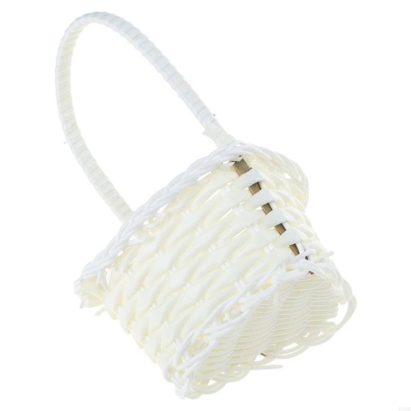 E8bd håndflettede kurver allsidig flettet kurv praktisk oppbevaringskurv blomsterkurver med håndtak pynt til stuen