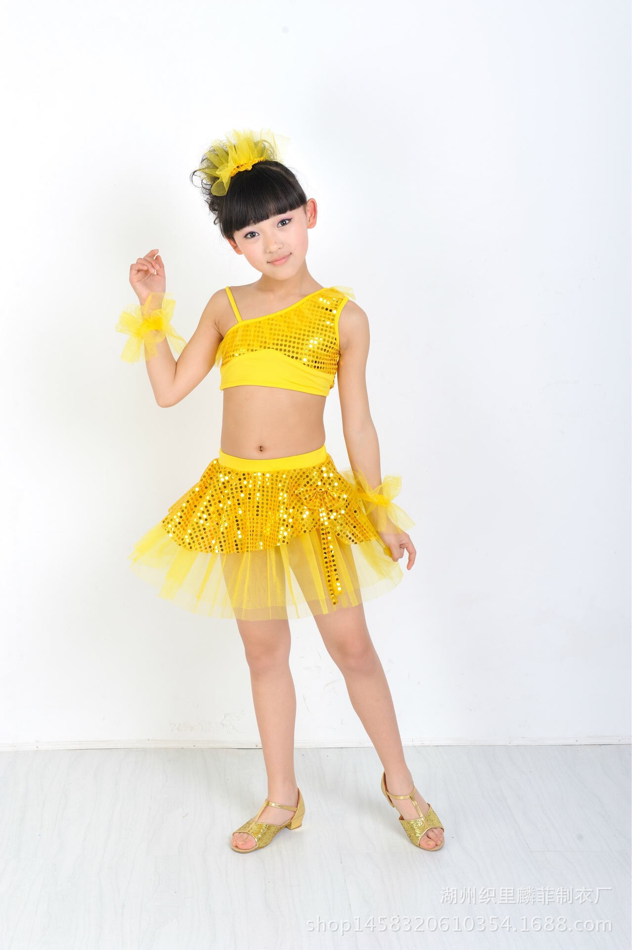 children in stage costumes of Latin dance modern split skirt dance dress sequins: 3 / height  120cm
