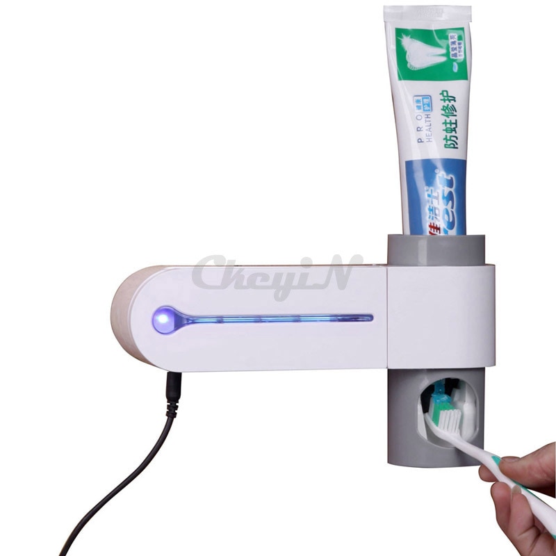 Antibakteriell uv lys ultrafiolett tannbørste sterilisator tannbørsteholder renere automatisk tannkrem dispenser squezzer 11 46