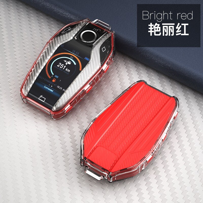 Bil fuld nøgle etui led display nøgle cover cover til bmw 5 7 serie  g11 g12 g30 g31 g32 i8 i12 i15 g01 x3 g02 x4 g05 x5 g07 x7: Rød