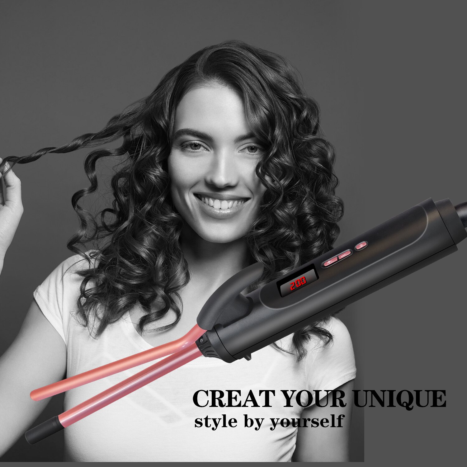 3/8 Inch Kleine Roterende Krultang 9Mm Spin Krultang Vat Dunne Wand Haar Krullen Voor Heren Korte Haar Keramische man Haar Waver