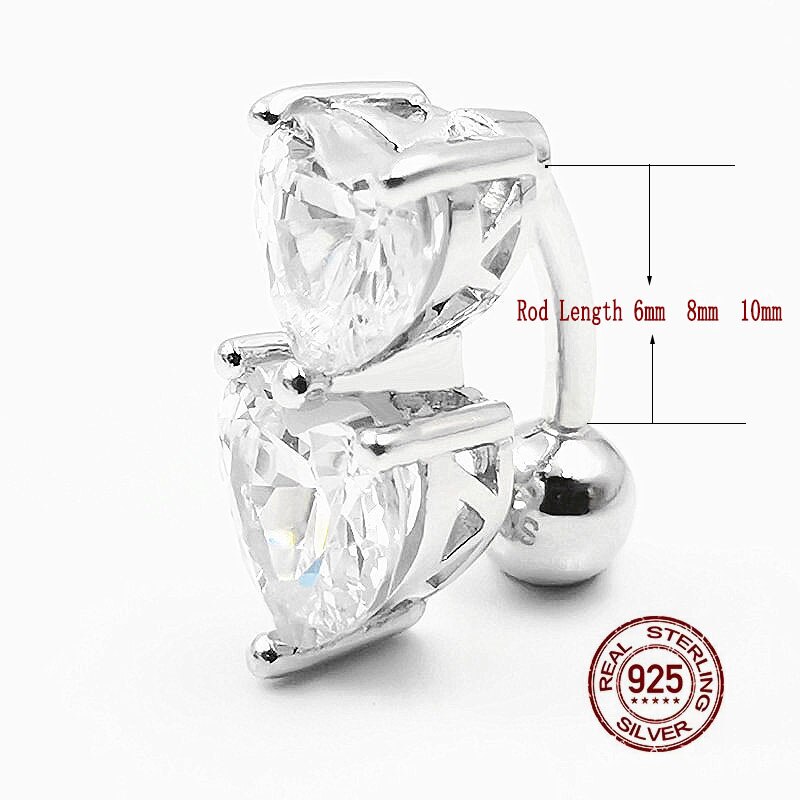 Hellolook 925 Sterling Zilveren Navel Prijzen Dubbele Kubieke Zirkoon Navel Ring Navel Nagel Sexy Body Piercing Sieraden