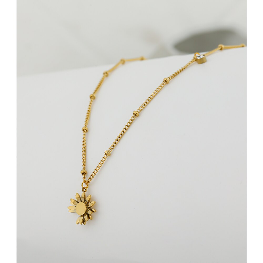 Yhpup 316 in Acciaio Inox Pendente Del Fiore Ciondola Collana in Oro 2020 Gioielli Alla Moda per le Donne di Modo Banale Della Collana Del Collare
