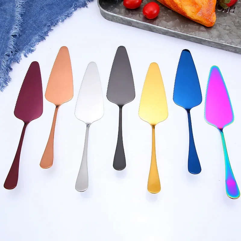 Colorful Stainless Steel Serrated Edge Cake Server Blade Cutter Pie Pizza Shovel Cake Spatula Baking Tool 1piece