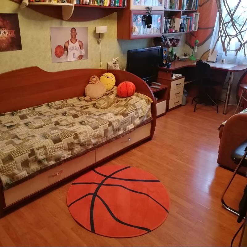 RFWCAK-tapis de basket-ball ronds, pour salon, pour salle d'enfant, décoration de la maison