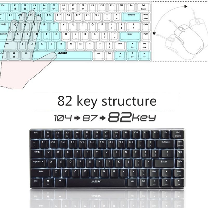 Ajazz AK33 Mechanical Keyboard 82 Keys Russian/English Layout Gaming Keyboard