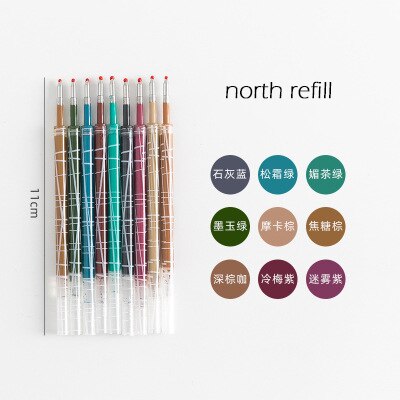 9 unids/set Kawaii pluma bonita tinta de acuarela marcador de arte lápiz de Gel neutro marcadores estudiante escuela Oficina suministros papelería sl2599: north refill
