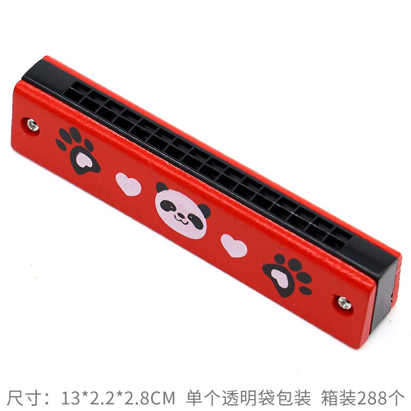 Double Row 16 Hole Harmonica Musical Instruments Children's Wooden Painted Harmonica Early Education Toy Teaching: f