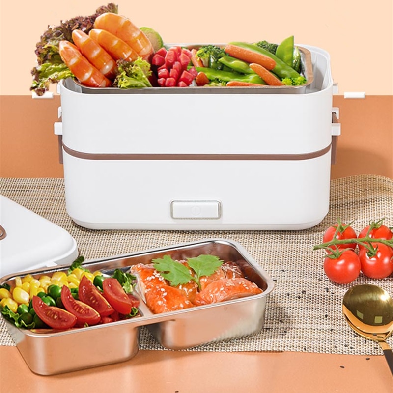 2020New Oct 220V/110V Electric Rice Cooker Multi Electric Lunch Heating BoxPortable Mini Pot with 2 Stainless Steel Inner