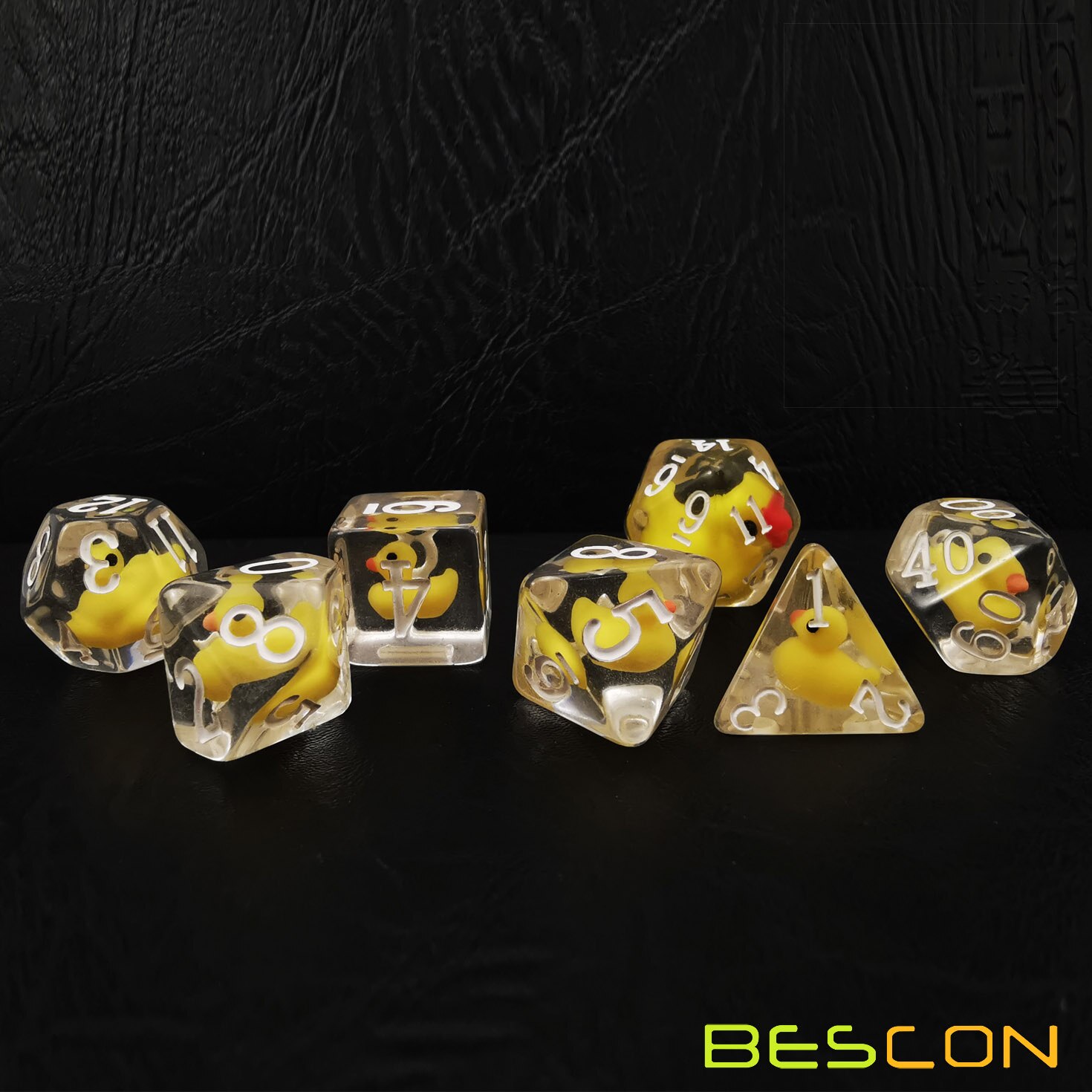 Bescon Yellowduck Rpg Dobbelstenen Set Van 7, Novelty Gele Eend Polyhedral Dice Set