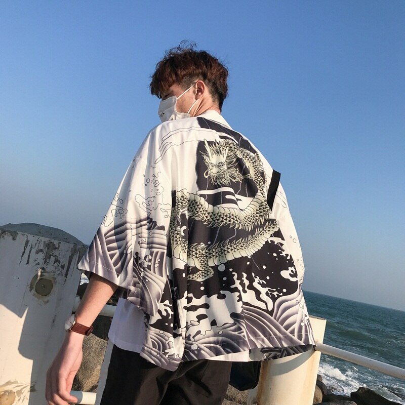 Japanse Kimono Man Yukata Haori Vest Mannen Samurai Kleding Kimono Jas Heren Kimono Streetwear Mannen Japanse Blouse Shirt: 11 / Xxl