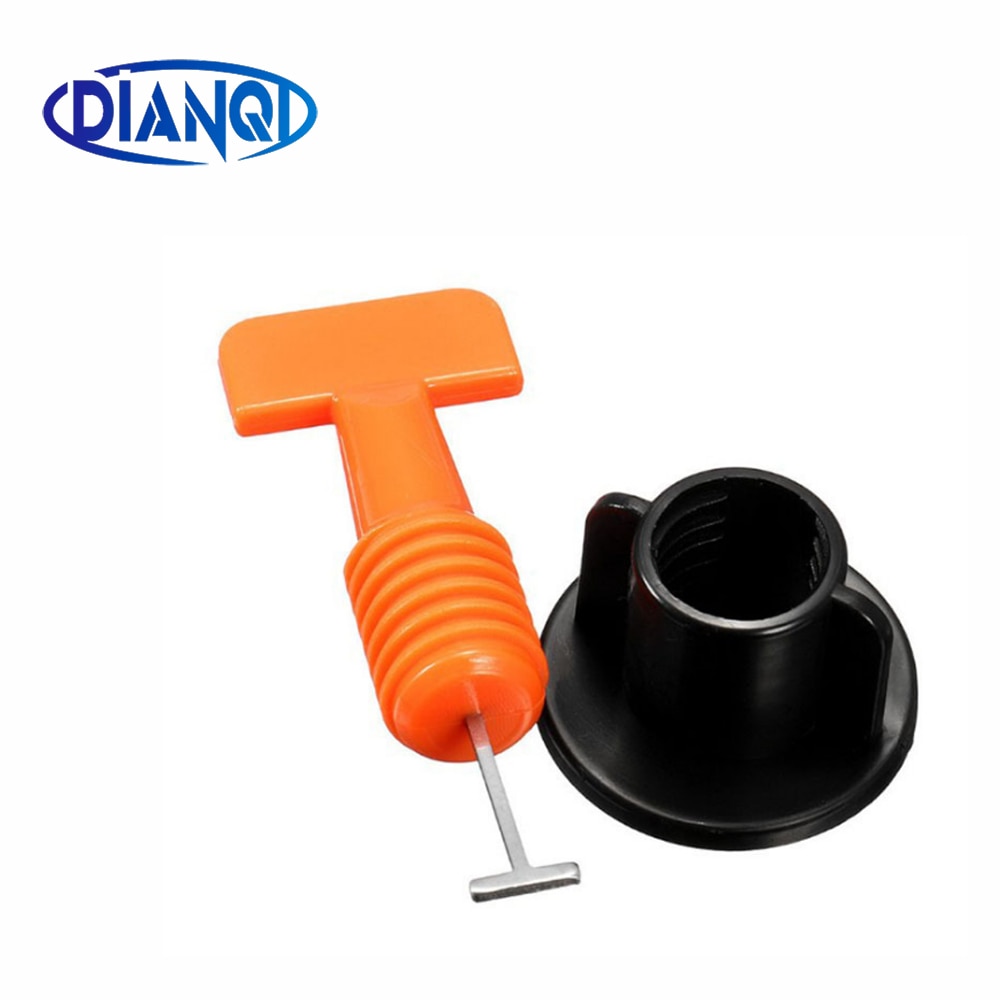 Tile leveling adjuster affixed to the floor brick wall artifact cross plastic clip tile equalizer locator