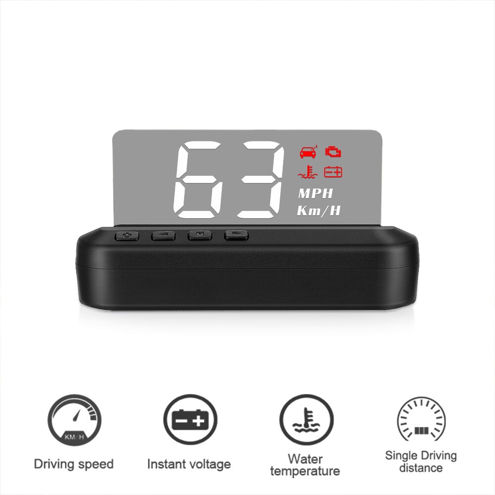 C100 OBD2 HUD Mirror Car Universal LED Head Up Display Digital Speedometer Warning Security Alarm Dashboard Projector 3 Inch