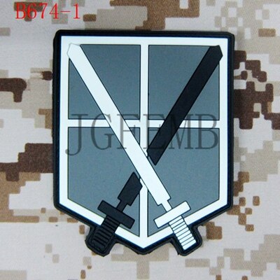 Cartoon Versie Zwarte Achtergrond Kleur Aanval Op Titan Corps 3D Pvc Patch: PB674