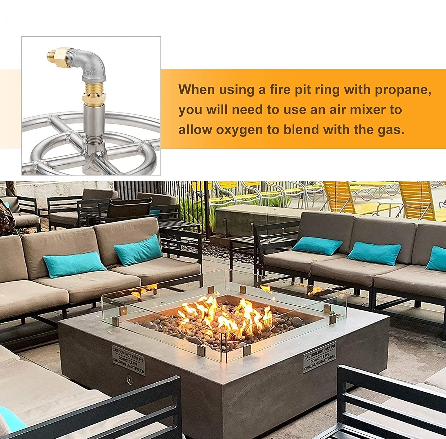 12 Inch 304 Stainless Steel Gas Propane Fire Pit Ring Burner with 159K BTU Valve 2-Rings for Gas/Propane/NG Fire Pit Parts Kit