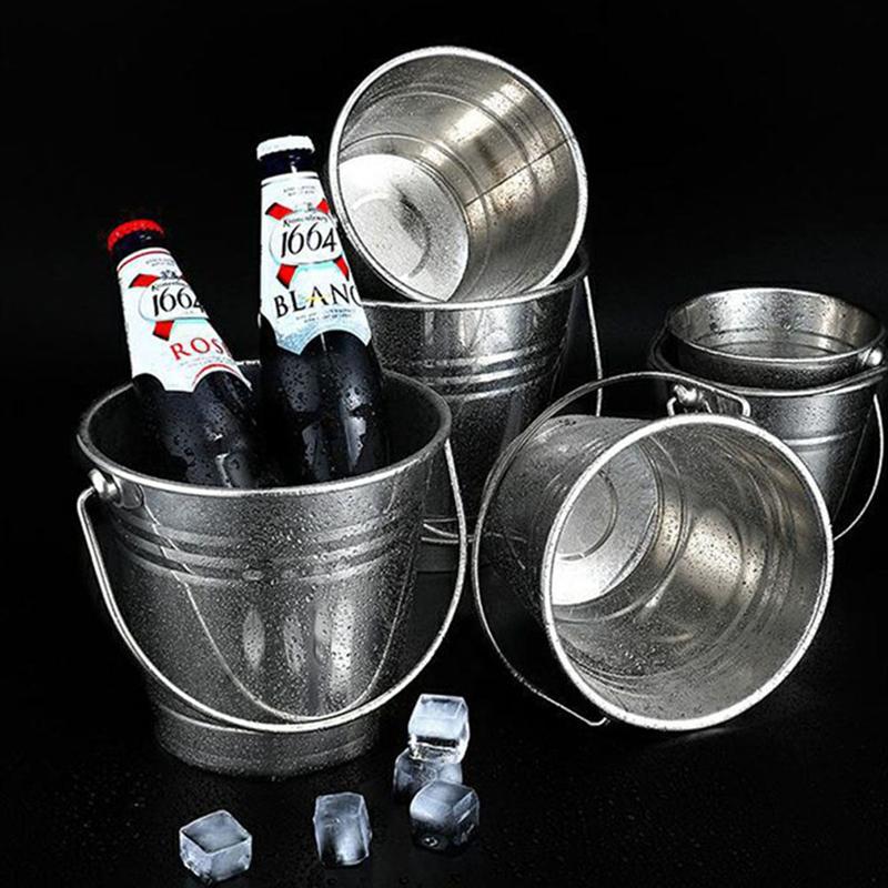 Stainless Steel Ice Bucket Portable Ice Chiller Cooler with Handle Ice Cube Container for Wine Champagne Beer Without Borneol