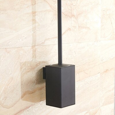 Porte-brosse de toilette mural Vertical doré avec brosse de toilette en acier inoxydable bross304 Kit de nettoyage de brosse de toilette noir Nickel: black 2