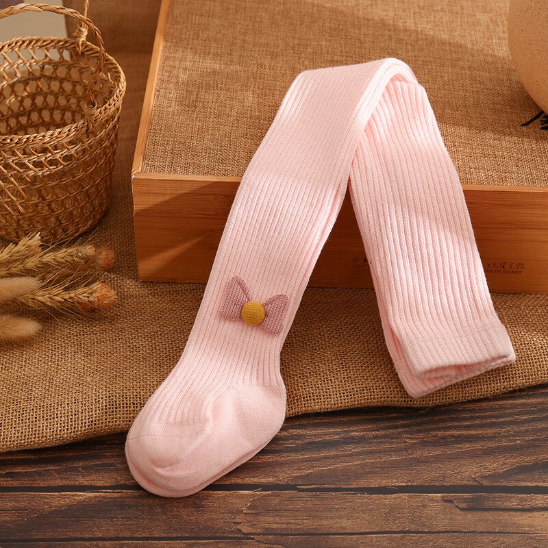 4 Kleuren Baby Meisjes Panty Panty Strik Geribbelde Hoge Taille Leggings Broek Broek 6-24 Maanden: Roze / 12-24 months