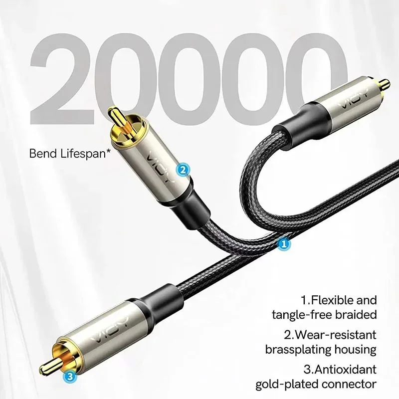 Cable de Audio Digital Coaxial para cine en casa, Cable de Subwoofer RCA macho a macho HiFi 5,1 SPDIF, Coaxial Cable de Audio estéreo para TV HD