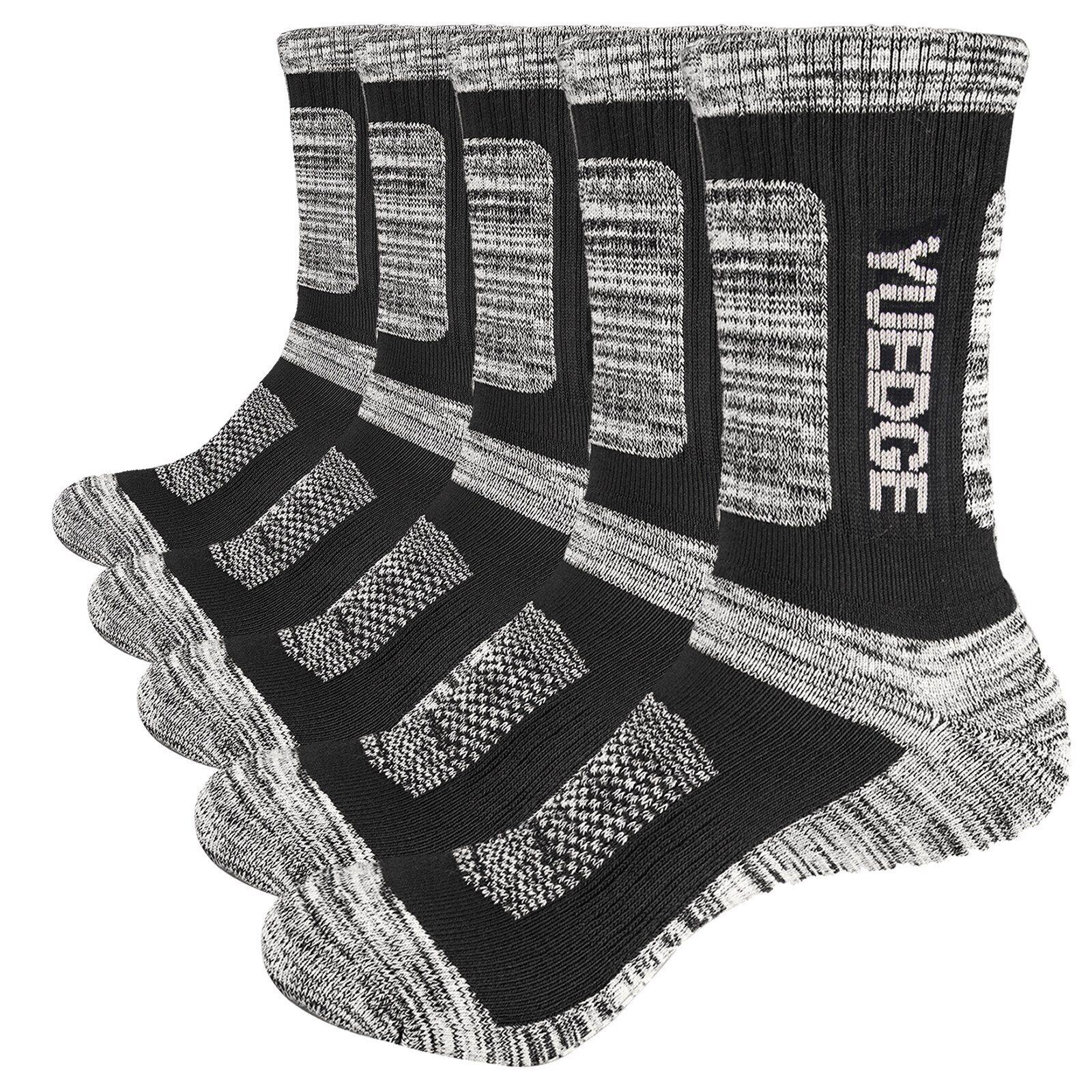 YUEDGE Brand 5 Pairs Women Winter Cushion Crew Thick Cotton Golf Gym Casual Hiking Sports Socks 37-45 EU: 1805BKL / XL(9-11 US size)