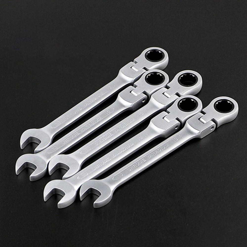 8-19mm Reversible Movable Head Ratchet Wrench Socket Spanner Flexible Head Automotive Repair Hardware Tool