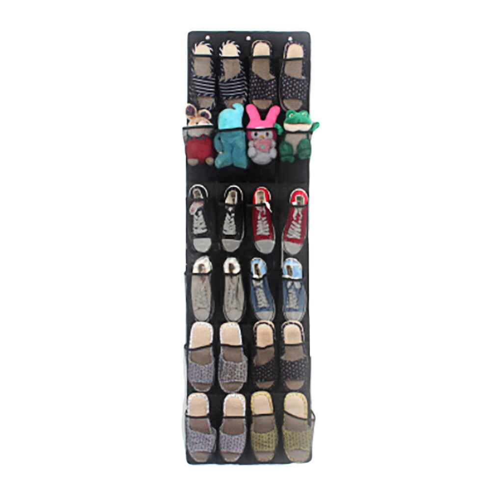24 poches suspendus organisateur de chaussures porte murale chaussures claires suspendus organisateur sac de rangement avec cintre pochette support de placard #15