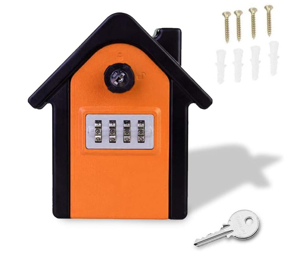 Große Anti-Diebstahl und Anti-Diebstahl Passwort Schlüssel Kasten Sicherheit sperren Metall Lagerung Kasten Geeignet für Multi-beruf Schlüssel Versicherung Kasten: Orange