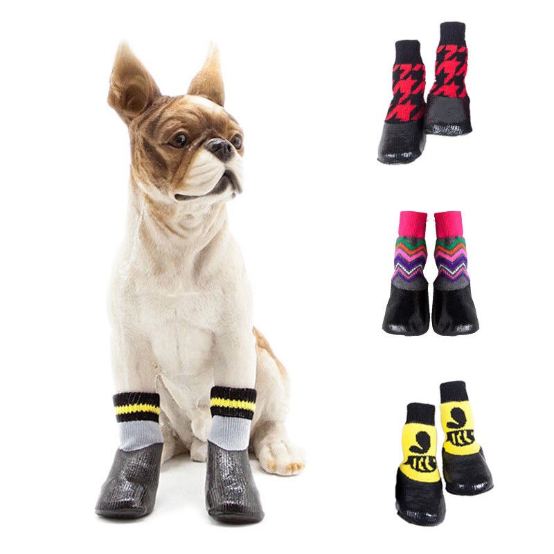 4 Pcs Pet Dog Shoes Boots Waterproof Socks Puppy Non-slip Outdoor Feet Cover TSH Shop