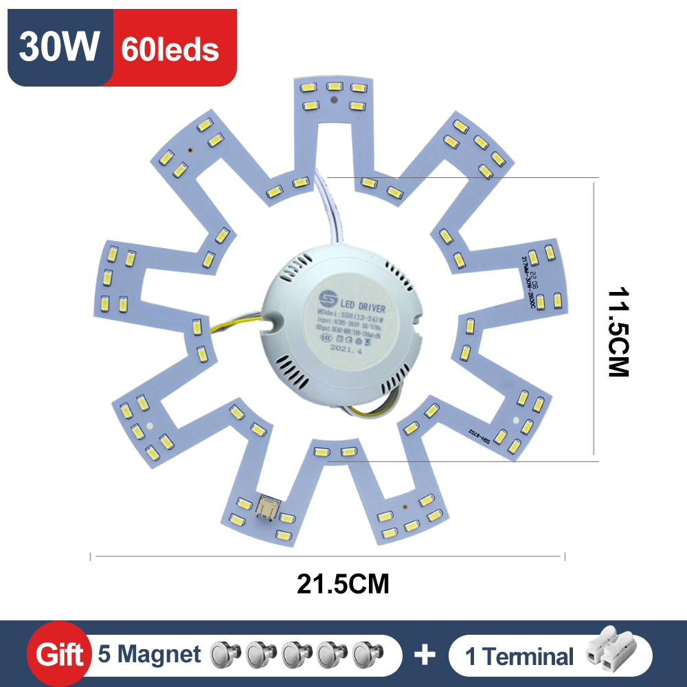 Módulo LED de 220V, Panel LED de anillo, 12W, 15W, 18W, 24W, 30W, 36W, 40W, 50W, Kit de luz LED de repuesto para luces de ventilador de techo: Rosa