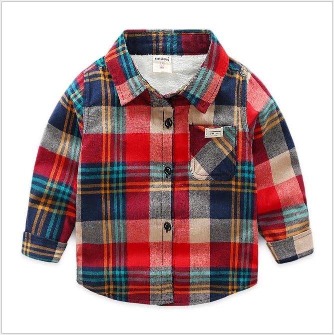 Katoenen Shirts Voor Pasgeboren Jongens Kids Truien Casual Cartoon Print Tops Plaid Turn-Down Kraag Lange Mouw Blouse