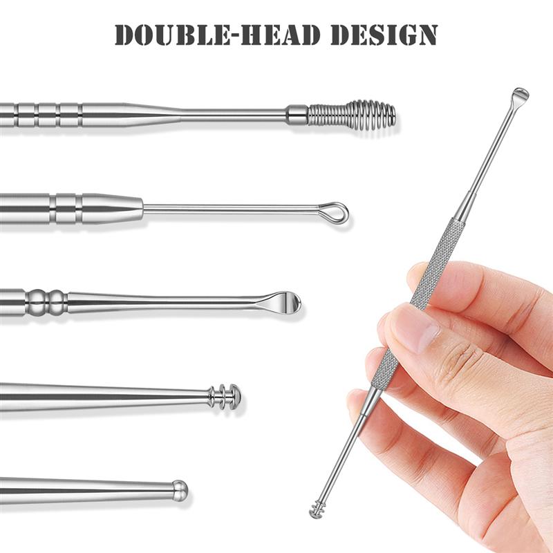 6 st/set rostfritt stål öronpetare vaxborttagningsmedel rengöringsmedel öronpetare curette öronsked öronvax rengöringsverktyg черпак