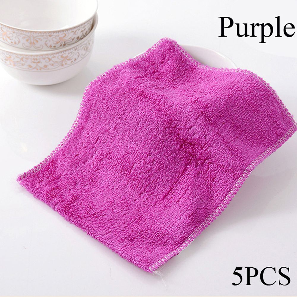 1/5PCS Magic Bamboo Fiber Kitchen & Dinning Anti-grease Cleaning Rags Washing Towel Dish Cloth Scouring Pad: black