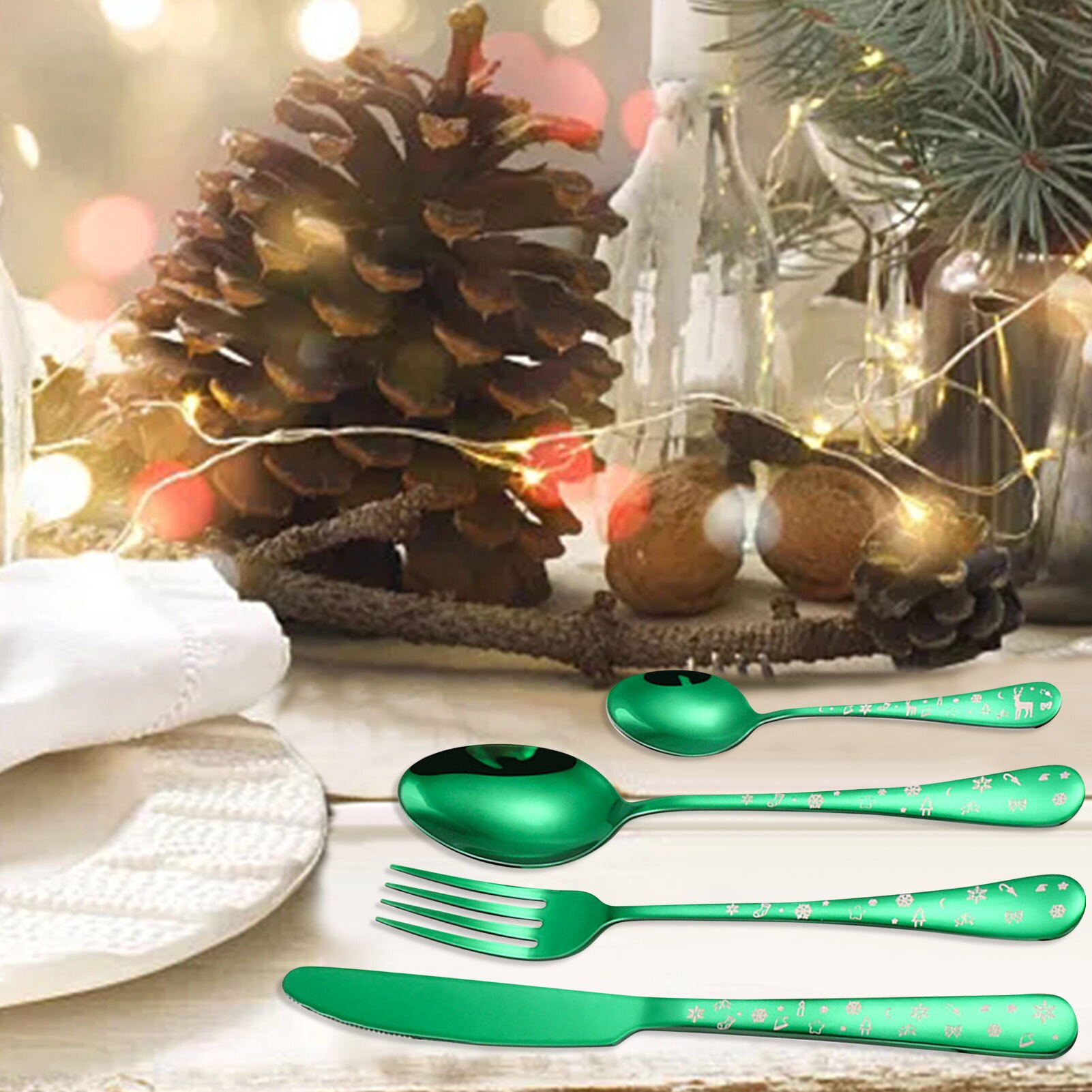 Christmas Tableware Durable Exquisite Stainless Steel Cutlery Set