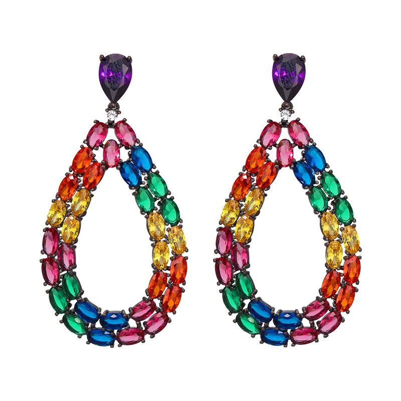 TIRIM – boucles d&#39;oreilles en zircone pour femmes, nouvelle couleur, Double rangée, fête, , brillant, bijoux , offre spéciale